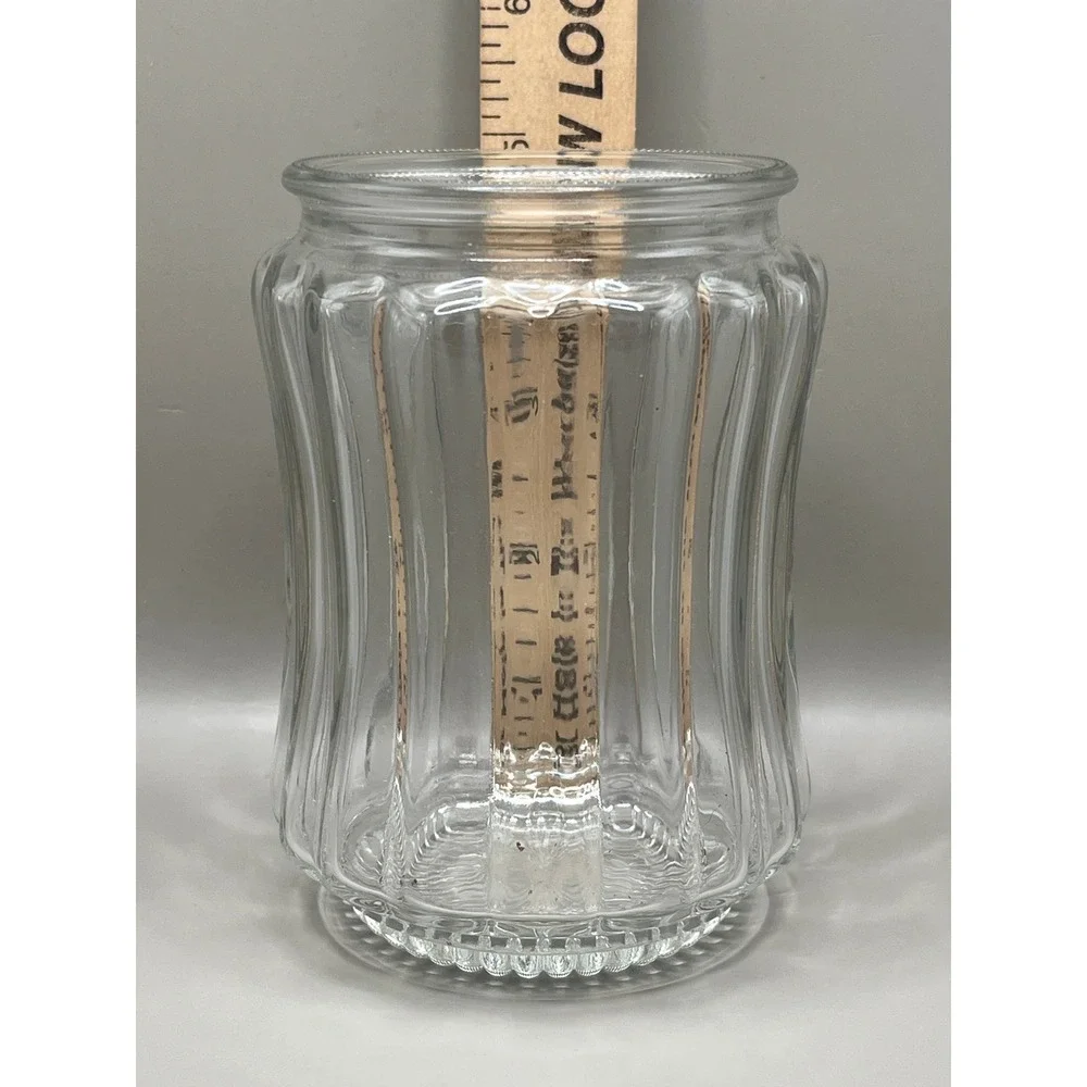 Ribbed Clear Glass Jelly Jar Shade Light Cover Starburst 5